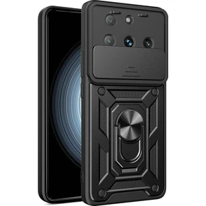 Tecno Spark 20 Pro Plus Kılıf Pars Yüzüklü Standlı Darbe Korumalı Siyah