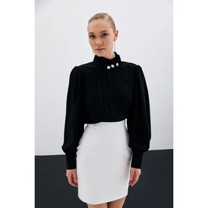 Nervür Detaylı Bluz - Siyah