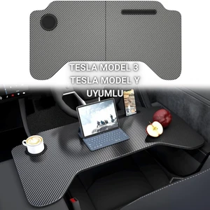 Tesla Model 3 Model Y Için Katlanabilir Sehpa Araç Tepsisi Tesla Bardak ve Telefon Tutucu Stand