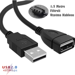 USB Uzatma Kablosu USB 2.0 ( 1.5 Metre ) High Speed Transmission Rate