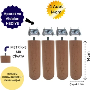 Vera Hediyelik Eşya 4'lü 14 cm Oval Ahşap Ayak Bohem Tarz Koltuk Ayağı Baza Ayağı Tv Ünitesi Ayağı 3301000000888