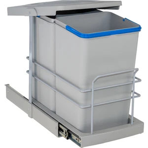 Gri 12+12 Litre Teleskopik Raylı Çöp Kovası (P-9152)