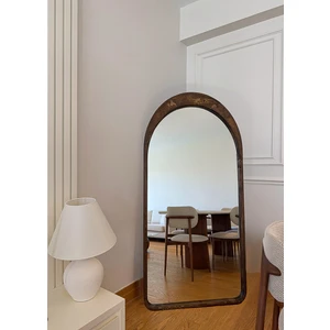 Effe Yapı Dekor EFFE YAPI DEKOR Oval Ayaklı Boy Aynası Doğal Ahşap Çerçeve ile 180x80 cm Ceviz Renk