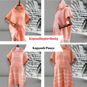 Kişiye Özel Baskılı Kapüşonlu Plaj Pançosu | Isim Yazılı Pamuklu Havlu Poncho |unisex Peştamal Kumaş