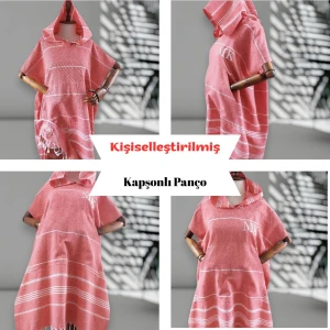 Kişiye Özel Baskılı Kapüşonlu Plaj Pançosu | Isim Yazılı Pamuklu Havlu Poncho |unisex Peştamal Kumaş