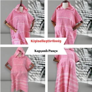 Kişiye Özel Baskılı Kapüşonlu Plaj Pançosu | Isim Yazılı Pamuklu Havlu Poncho |unisex Peştamal Kumaş