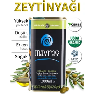Organik Natürel Sızma Zeytinyağı 1 Lt Soğuk Sıkım Erken Hasat