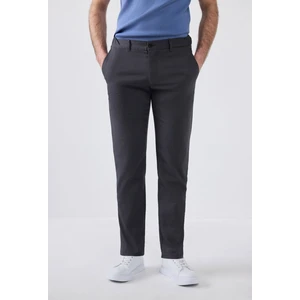 Slim Fit Antrasit Armürlü Yan Beli Lastikli Esnek Likralı Yandan Cepli Chino Pantolon 2HCC3ORT20001