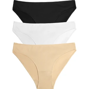 3 Lü Paket Slip Külot - Siyah/Beyaz/Ten Rengi