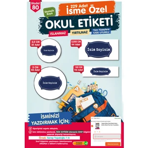 Tuğset Etiket Okul Etiketi Kalem Defter Etiketi Özel Isim Yazılabilen Etiket Seti - Isim Etiketi