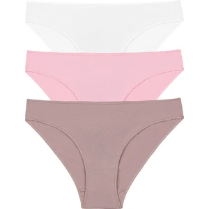 3'lü Paket Slip Külot  - Ekru - Vizon - Pembe XS