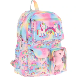 Kız Çocuk Peluş Unicornlu Ilkokul Okul Sırt Çantası - Pembe - L5243