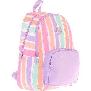 Rainbow Kız Çocuk Üç Bölmeli Ilkokul ve Ortaokul Çantası - Mor Çok Renkli Çizgili - K1801