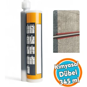 Kimyasal Dübel Montaj Sıvı Çivi Yapıştırıcı Epoksi Ankraj Harç Beton Tuğla Duvar Gaz Beton 345 ml