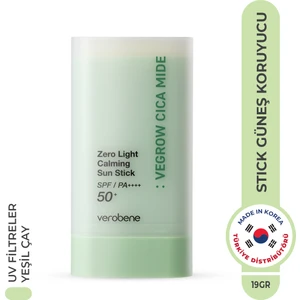 Vegrow Cica Mide Zero Light Sun Stick SPF50 Yüksek Koruma Stick Güneş Koruyucu Vegan Kore 19g
