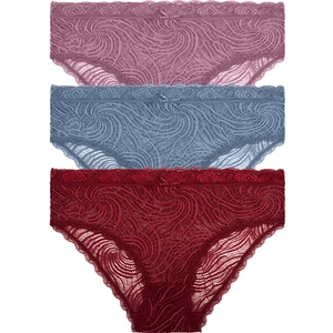 3 Lü Dantelli Yüksek Bel Slip Külot