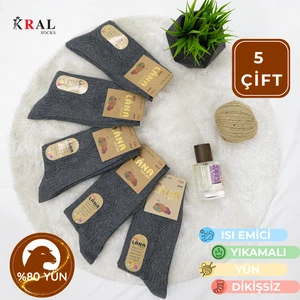 Kral Socks Bayan Kışlık Termal Etkili (5'li Paket) Lambswool Kuzu Yünlü Çorap
