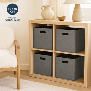 Gri Çok Amaçlı Keçe Organizer Dolap Içi Düzenleyici 4'lü Sepet Seti 30 x 30 cm HMY-6356