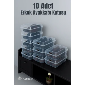 Bambus Home 10'lu Şeffaf Erkek Ayakkabı Kutusu