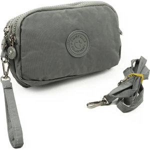 Krinkıl / Klinkır Su Geçirmez Kumaş 3 Fermuarlı Bileklik Omuz Askılı Cep Telefon Taşıma Çanta Cüzdan Gri 3031