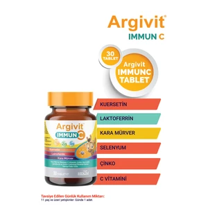 Immun C Tablet ( Kara Mürver, C Vitamini, Çinko, Kuersetin, Laktoferrin, Üzüm ) 30 Tablet