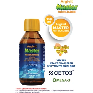 Master Fish Oil Yüksek Omega-3 (3000mg) İçeren Balık Yağı 150 ml - Tutti Frutti Aromalı