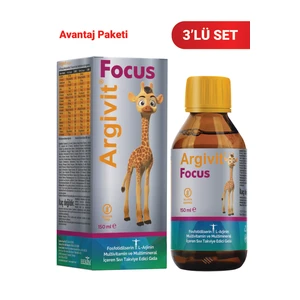 Focus Fosfotidilserin, L-Arjinin, Multivitamin ve Multimineral İçeren Sıvı 3’lü Paket 150 ml - Portakal ve Vanilya Aromalı
