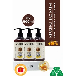 3'lü Onarıcı Keratin Bakım Kolay Tarama Tuzsuz Saç Kremi 500 ml