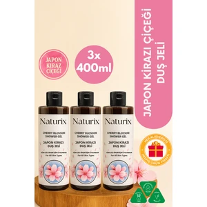 Aroma Terapi Duş Jeli Japon Kiraz Çiçeği Duş Jeli Kalıcı Kokulu Banyo Jeli 400 ml 3'lü Banyo Seti