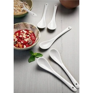 6 Adet Porselen 10.5 cm Porselen Çay Tatlı Kaşığı