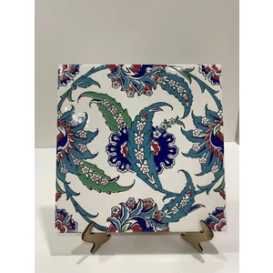 Armada Çini 20x20 Cm AC 1 Yaprak Desenli Kütahya Çini Karo