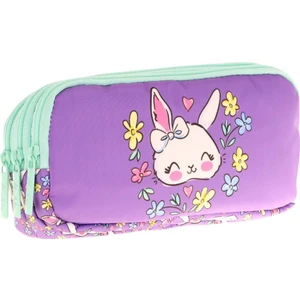 Kids Yeşil Mor, Sevimli Tavşan, Kız Çocuk Üç Gözlü Okul Kalem Çantası - L8242