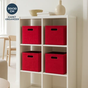 Narçiçeği Çok Amaçlı Keçe Organizer Dolap Içi Düzenleyici 4'lü Sepet Seti 30 x 30 cm