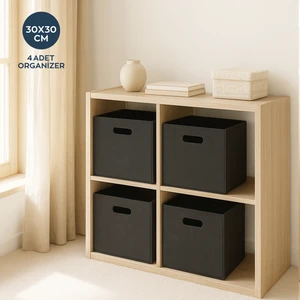 Siyah 4'lü Çok Amaçlı Keçe Organizer Dolap Içi Düzenleyici Sepet Seti 30 x 30 cm