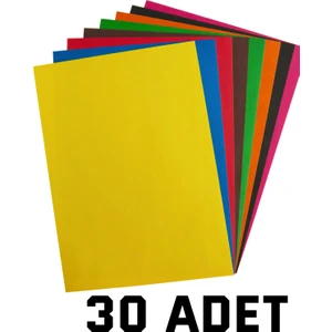 30 Adet Fon Kartonu A4 Boyutu 24X34 Karışık Renkli