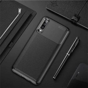 Samsung Galaxy A70 Kılıf Rugged Armor Darbe Emici Uzun Ömürlü Dayanıklı Parmak İzi Yapmaz Karbon Tasarım Negro Silikon Kapak