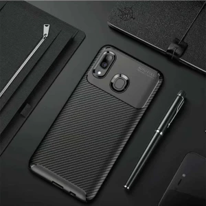 Samsung Galaxy A30 Kılıf Rugged Armor Darbe Emici Uzun Ömürlü Dayanıklı Parmak İzi Yapmaz Karbon Tasarım Negro Silikon Kapak