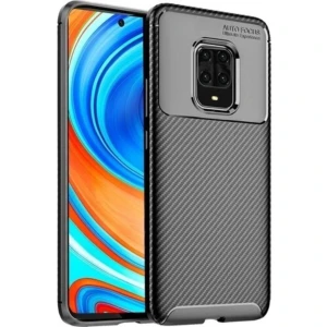 Xiaomi Redmi Note 9 Pro Kılıf Rugged Armor Darbe Emici Uzun Ömürlü Dayanıklı Parmak İzi Yapmaz Karbon Tasarım Negro Silikon Kapak