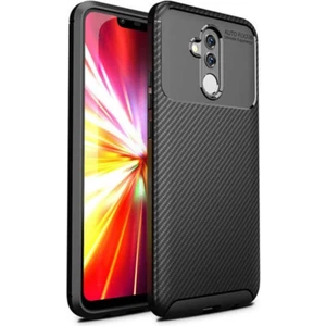 Huawei Mate 20 Lite Kılıf Rugged Armor Darbe Emici Uzun Ömürlü Dayanıklı Parmak İzi Yapmaz Karbon Tasarım Negro Silikon Kapak