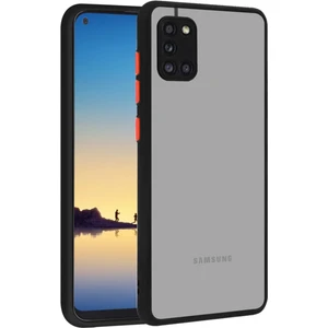 Samsung Galaxy A31 Kılıf Kamera Korumalı Mat Renkli Buzlu Hux Silikon Siyah
