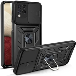 Samsung Galaxy M33 Kılıf Kamera Korumalı Sürgülü Yüzüklü Armor Military Tank