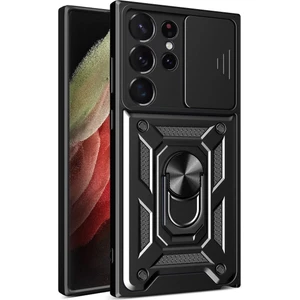 Samsung Galaxy S23 Ultra Uyumlu Kılıf Kamera Korumalı Sürgülü Yüzüklü Armor Military Tank Kapak