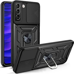 Samsung Galaxy S23 Uyumlu Kılıf Kamera Korumalı Sürgülü Yüzüklü Armor Military Tank Kapak
