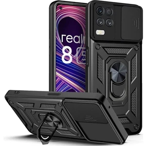 Oppo Realme 8 Pro Uyumlu Kılıf Kamera Korumalı Sürgülü Yüzüklü Armor Military Tank Kapak