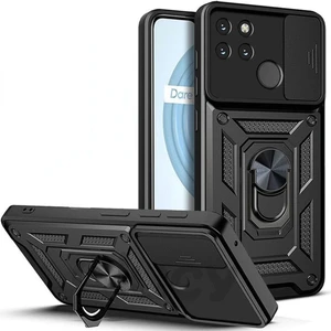 Realme C25Y Uyumlu Kılıf Kamera Korumalı Sürgülü Yüzüklü Armor Military Tank Kapak