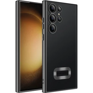 Samsung Galaxy S23 Ultra Kılıf Logo Gösteren Parlak Kenarlı Kamera Lens Korumalı Şeffaf Omega Silikon Kapak