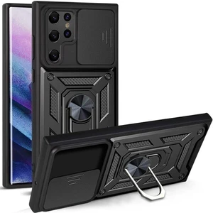 Samsung Galaxy S22 Ultra Uyumlu Kılıf Kamera Korumalı Sürgülü Yüzüklü Armor Military Tank Zırhlı
