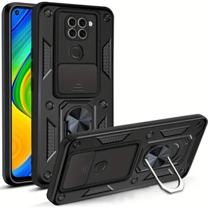 Xiaomi Redmi Note 9 Uyumlu Kılıf Kamera Korumalı Sürgülü Yüzüklü Armor Military Tank Zırh