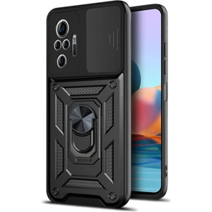 Xiaomi Redmi Note 10 Pro Uyumlu Kılıf Kamera Korumalı Sürgülü Yüzüklü Armor Military Tank Zırh