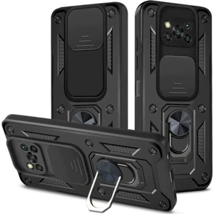 Xiaomi Poco X3/x3 Pro Uyumlu Kılıf Kamera Korumalı Sürgülü Yüzüklü Armor Military Tank Zırh